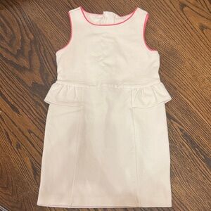 Janie and Jack Cream Sleeveless Dress with Pink Trim